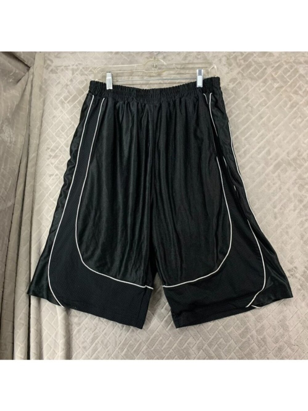 212 NYC Shorts Mens 2XL Black Basketball Sports Pull On Dazzle Shinny 90s Style